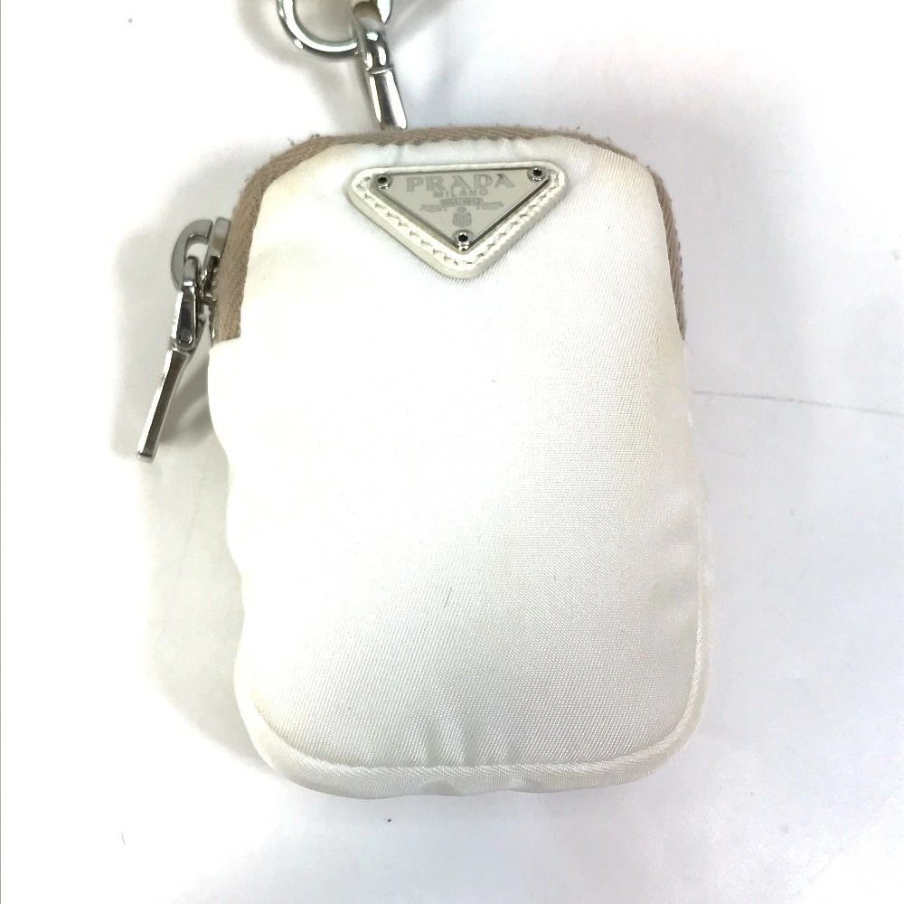 PRADA Triangle Logo Plate Edition Crossbody Bag Clutch Chain White - Picture 6 of 15